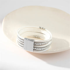 White Polystyrene & Silver-Plated Multi-Strand Bracelet