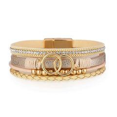 Cubic Zirconia & Polystyrene 18K Gold-Plated Circular Link Layered Bracelet