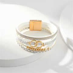 White Polystyrene & Cubic Zirconia 18K Gold-Plated Interlocked Circle Bracelet