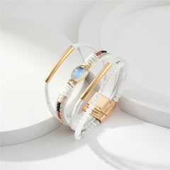 White Polystyrene & Crystal 18K Gold-Plated Layered Bracelet