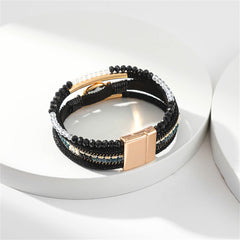 Black Crystal & Polystyrene Acrylic 18K Gold-Plated Strand Bracelet