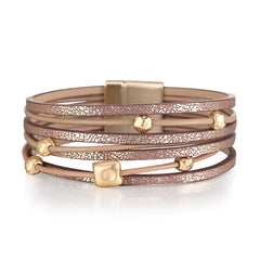 Brown Polystyrene & 18K Gold-Plated Bead Multi-Strand Bracelet