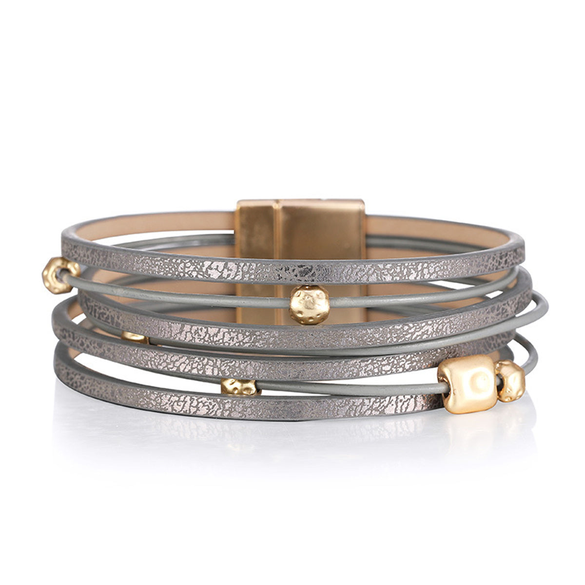 Gray Polystyrene & 18K Gold-Plated Layered Beaded Bracelet