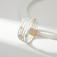 White Polystyrene & 18K Gold-Plated Bead Multi-Strand Bracelet