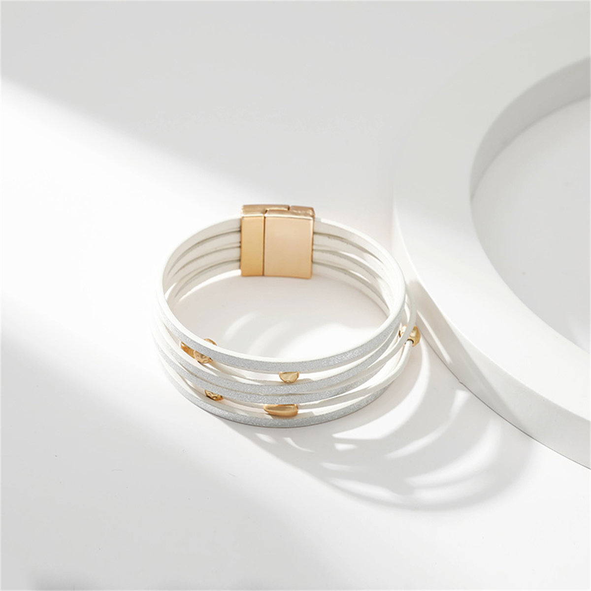 White Polystyrene & 18K Gold-Plated Bead Multi-Strand Bracelet