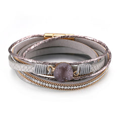 Pink Polystyrene & Cubic Zirconia 18K Gold-Plated Copper Layered Bracelet