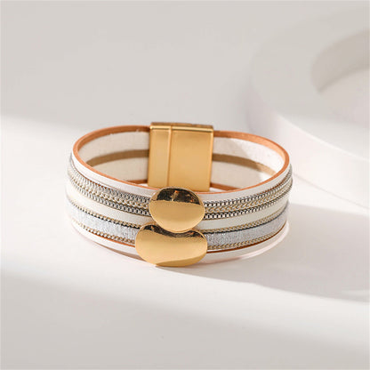 White Polystyrene and 18K Gold-Plated Pea Layered Bracelet, gold bracelet for women, detail close-up