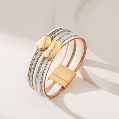 White Polystyrene and 18K Gold-Plated Pea Layered Bracelet, gold bracelet for women, dainty minimalist design, lifestyle look
