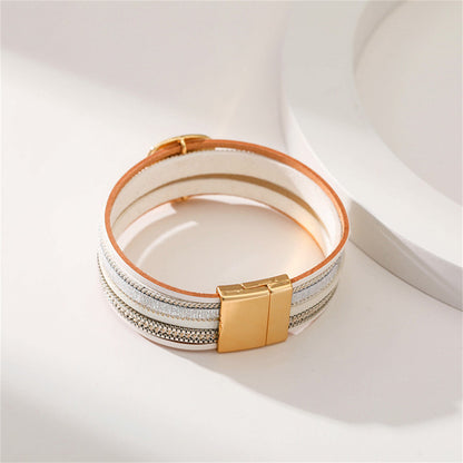 White Polystyrene and 18K Gold-Plated Pea Layered Bracelet, gold bracelet for women, dainty minimalist design, styled look
