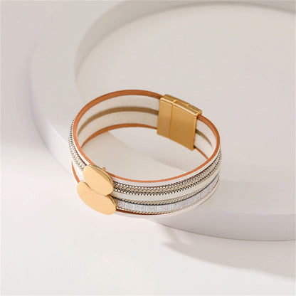 White Polystyrene and 18K Gold-Plated Pea Layered Bracelet, gold bracelet for women, dainty minimalist design, side view