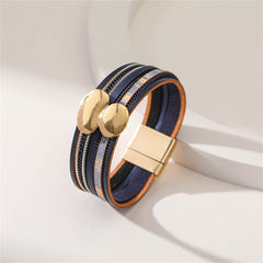 Navy Polystyrene & 18K Gold-Plated Pea Layered Bracelet