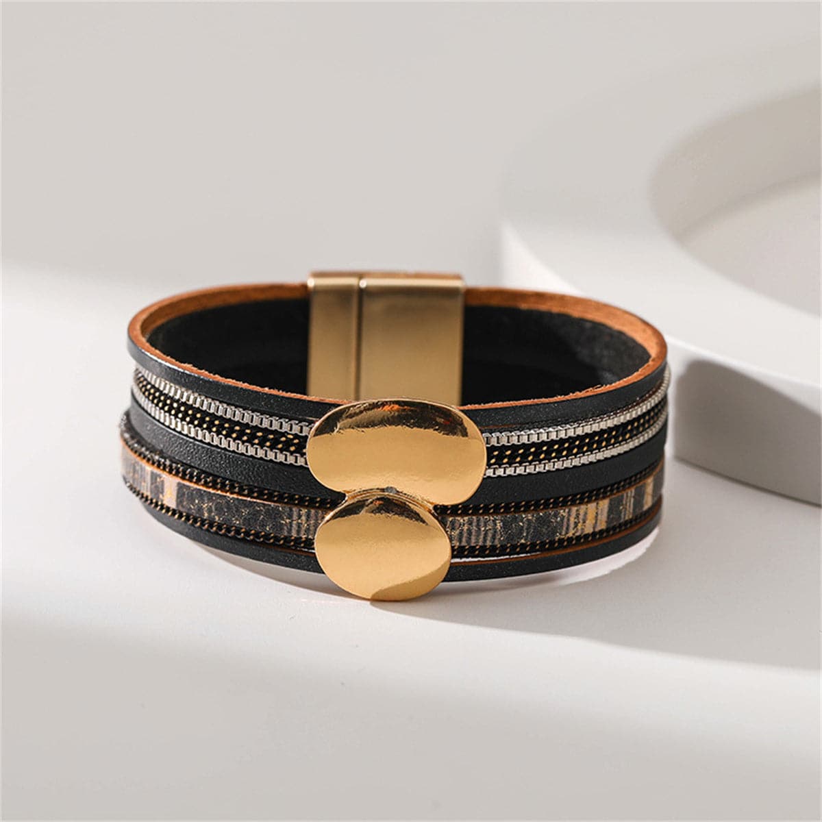Black Polystyrene & 18K Gold-Plated Pea Layered Bracelet