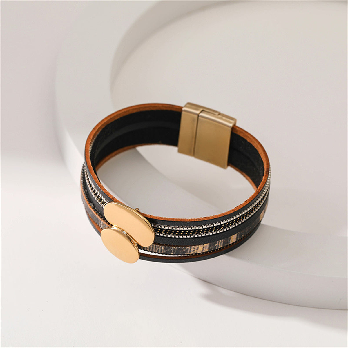 Black Polystyrene & 18K Gold-Plated Pea Layered Bracelet
