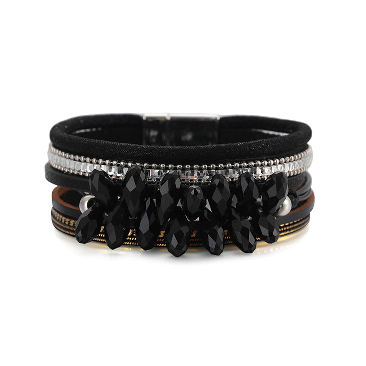 Black Cubic Zirconia & Polystyrene Layered Bracelet