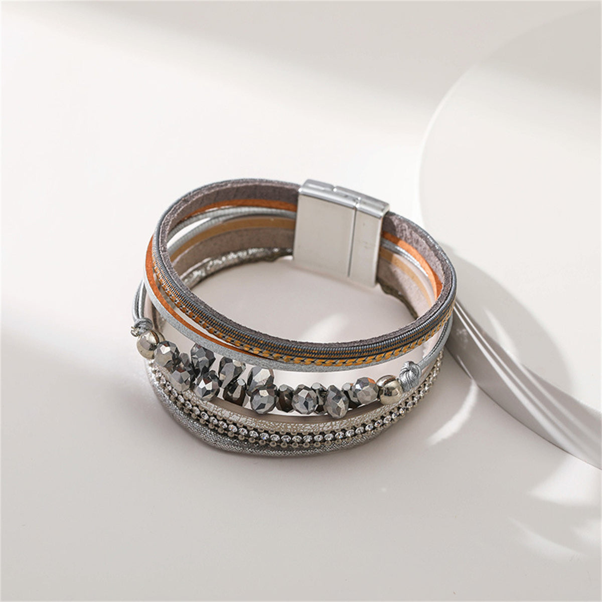 Gray & Acrylic Cubic Zirconia Layered Bracelet