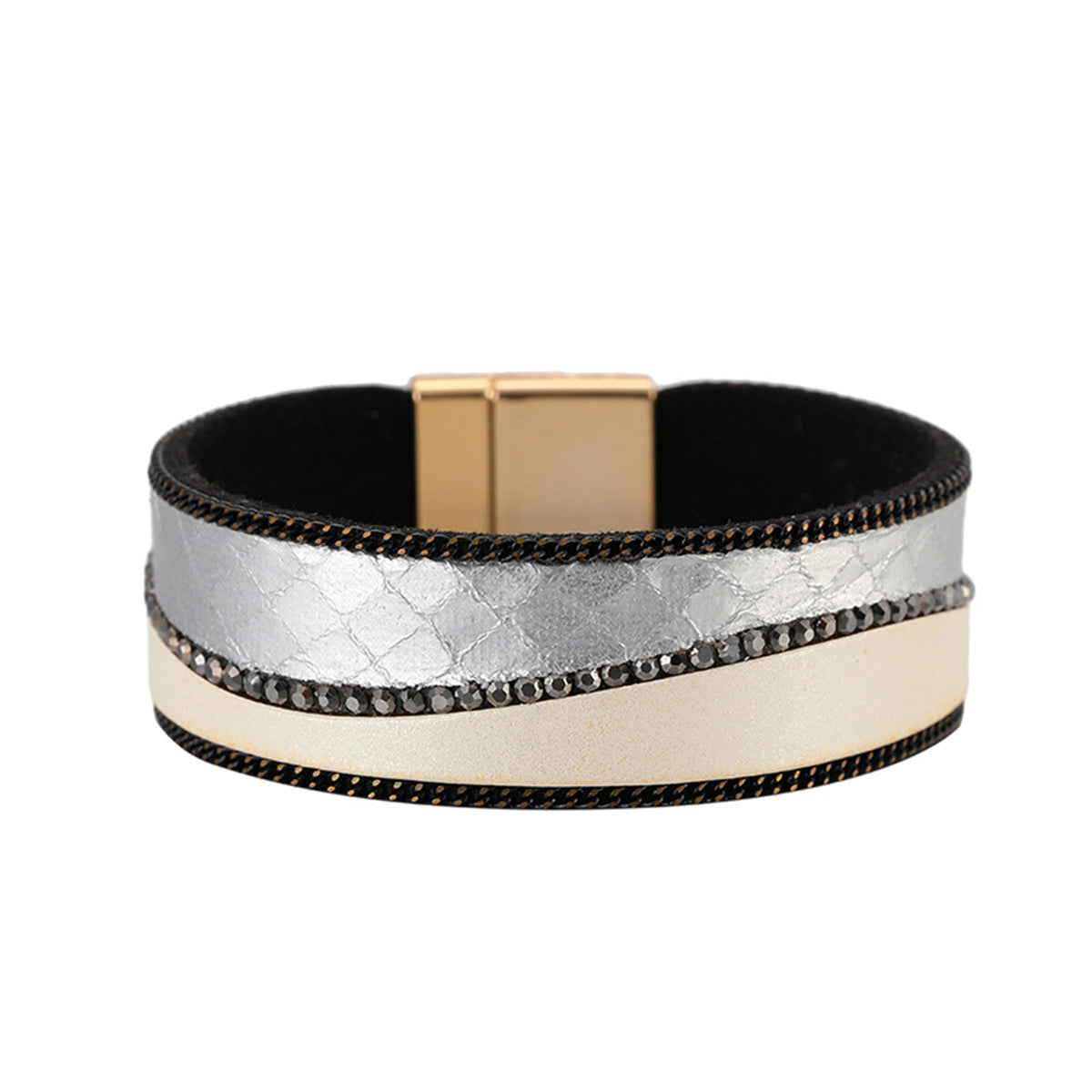 White Polystyrene & Cubic Zirconia 18K Gold-Plated Patchwork Bracelet