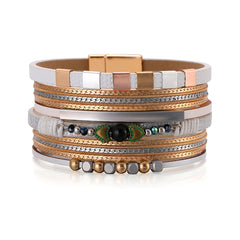 White Polystyrene & Two Tone Layered Beaded Bracelet
