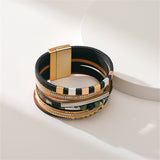 Black & 18k Gold-Plated Layered Beaded Bracelet