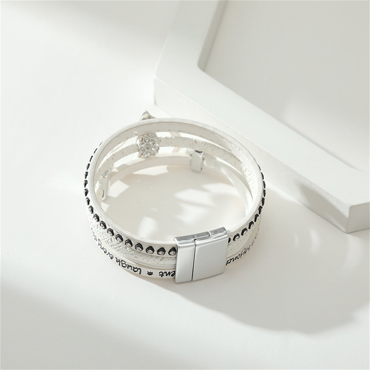 White & Cubic Zirconia 'Love' Heart Layered Bracelet