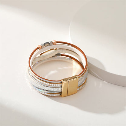 Crystal and Blush Polystyrene 18K Gold-Plated Multistrand Bracelet, gold bracelet for women, styled look
