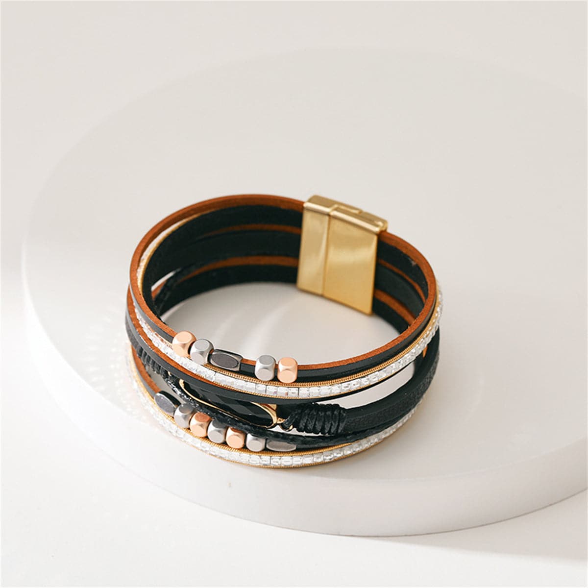 Crystal & Black Multistrand Bracelet
