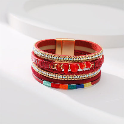 Red Polystyrene and Resin Layered Bracelet, bracelet for women, botanical inspired, lifestyle look