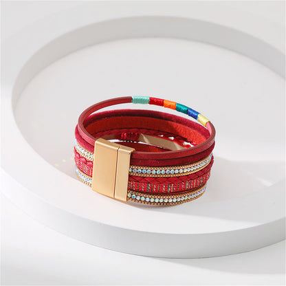 Red Polystyrene and Resin Layered Bracelet, bracelet for women, botanical inspired, side view