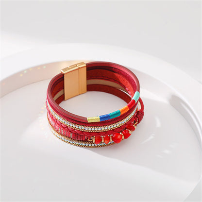 Red Polystyrene and Resin Layered Bracelet, bracelet for women, botanical inspired, detail close-up