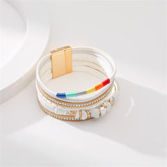 White Polystyrene & Turquoise Layered Bracelet