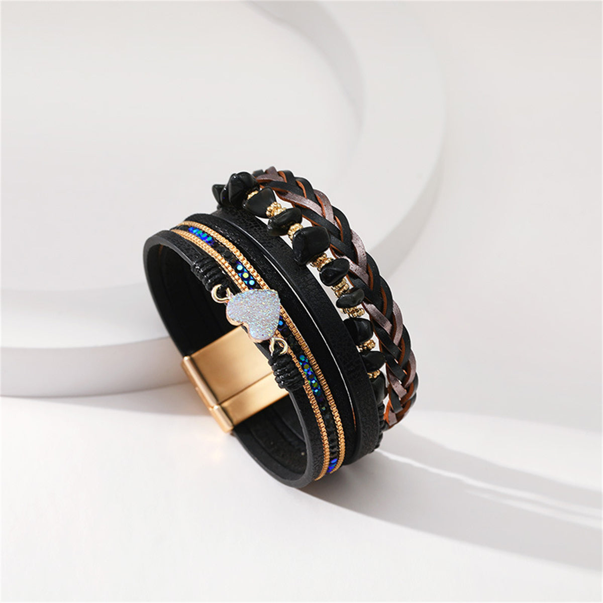 Cubic Zirconia and 18K Gold-Plated Layered Bracelet, gold bracelet for women, vintage-inspired design, lifestyle look