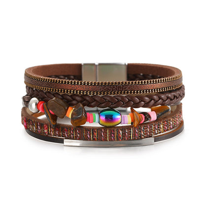 Brown Polystyrene and Resin Layered Bracelet, bracelet for women, dainty minimalist design, front view