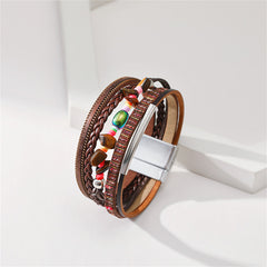 Brown Polystyrene & Resin Layered Bracelet