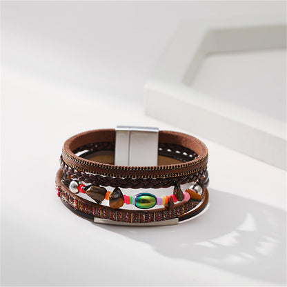 Brown Polystyrene and Resin Layered Bracelet, bracelet for women, dainty minimalist design, styled look