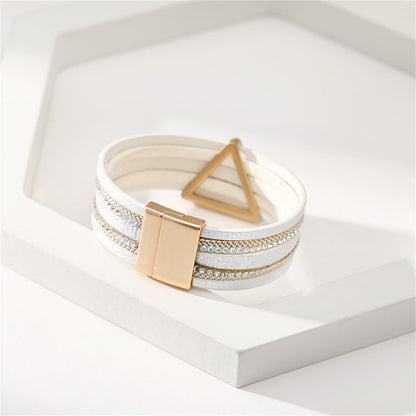 White Polystyrene and Cubic Zirconia Triangle Layered Bracelet, bracelet for women, everyday style, styled look