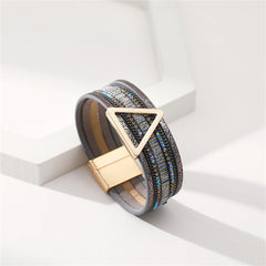 Teal Polystyrene & Cubic Zirconia Triangle Layered Bracelet