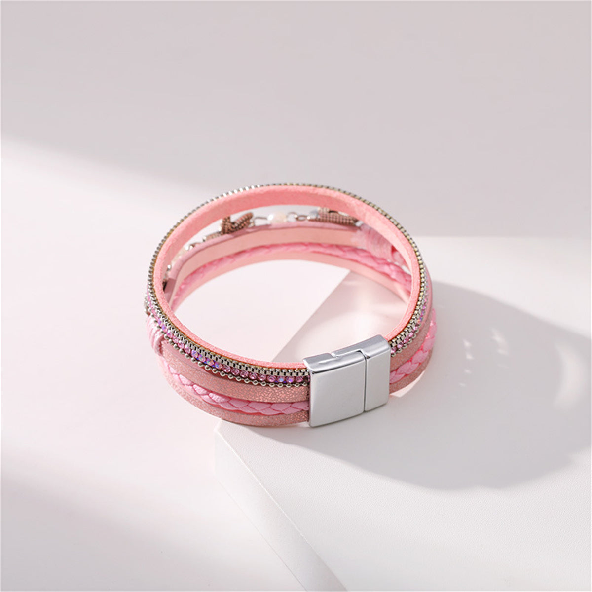 Pink Polystyrene and Pearl Turtle Starfish Layered Bracelet, bracelet for women, elegant gift for her, styled look