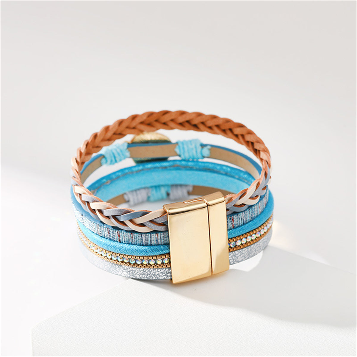 Blue & Cubic Zirconia Multi-Strand Bracelet