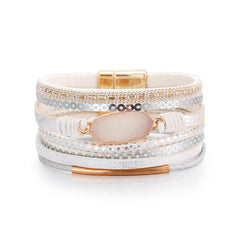 White Polystyrene & Resin 18K Gold-Plated Multi-Strand Bracelet