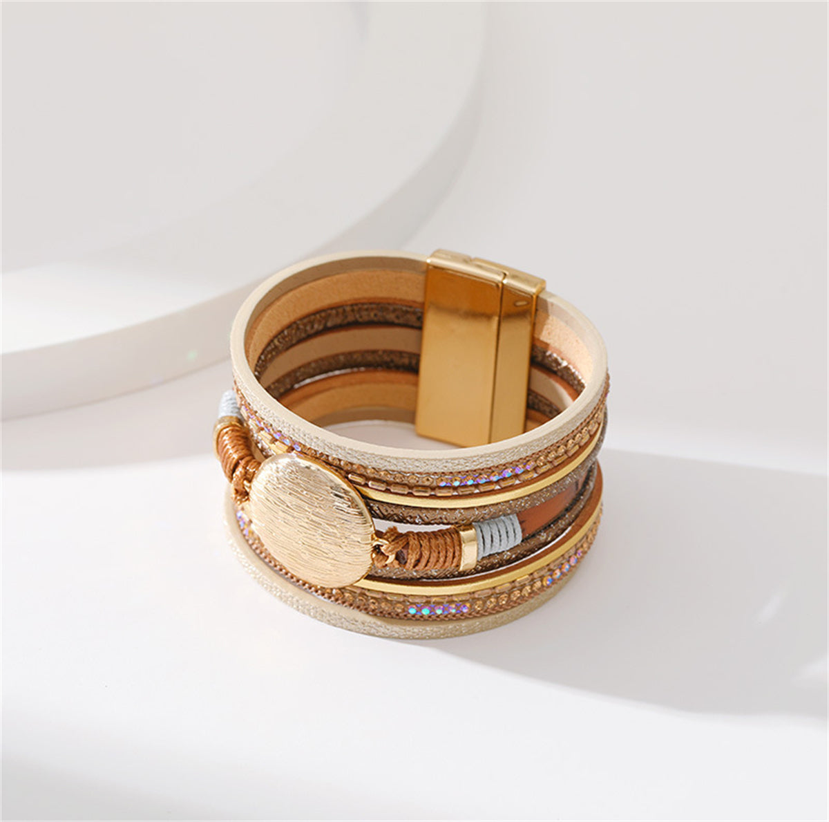 Cubic Zirconia & Polystyrene 18K Gold-Plated Layered Bracelet