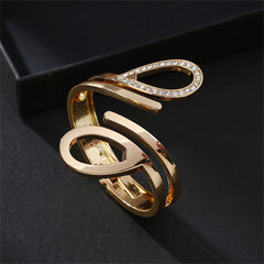 Cubic Zirconia & 18K Gold-Plated Drop Open Bypass Hinge Bangle