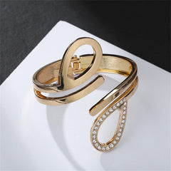 Cubic Zirconia & 18K Gold-Plated Drop Open Bypass Hinge Bangle