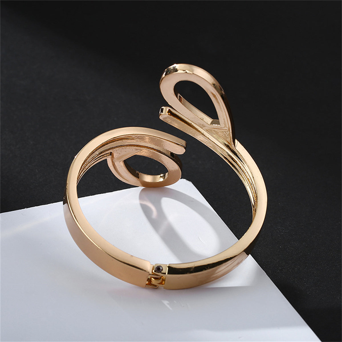 Cubic Zirconia & 18K Gold-Plated Drop Open Bypass Hinge Bangle