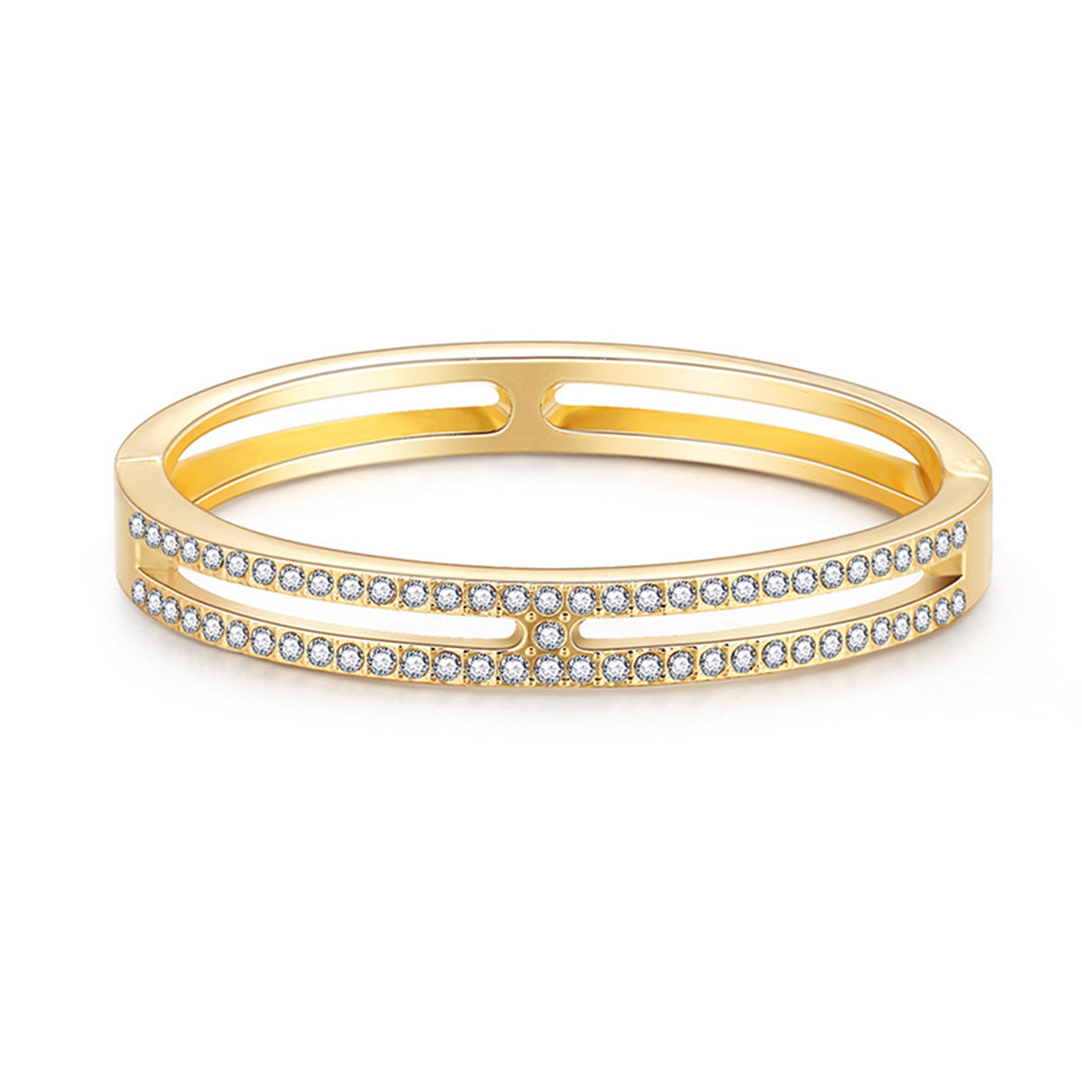 Cubic Zirconia & 18K Gold-Plated Bangle Bracelet