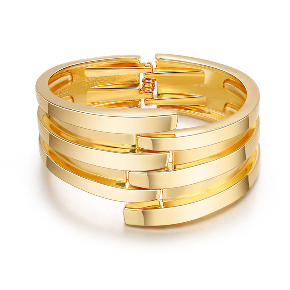 18K Gold-Plated Layered Bypass Bangle, gold bangle bracelet, dainty minimalist design, side view