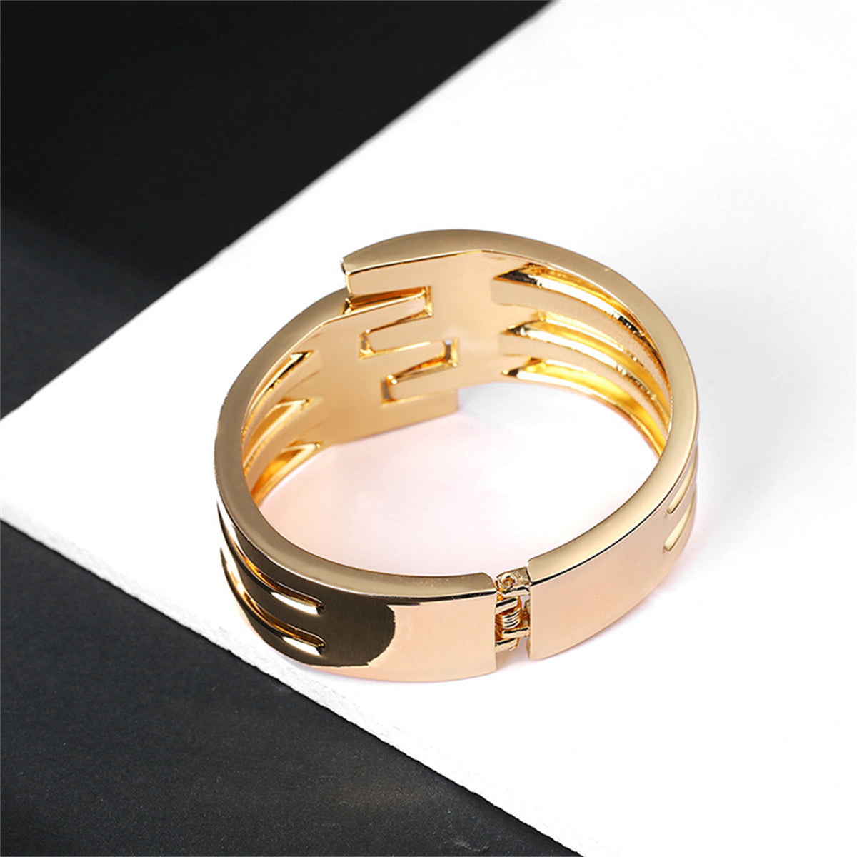 18K Gold-Plated Layered Bypass Bangle, gold bangle bracelet, dainty minimalist design, styled look