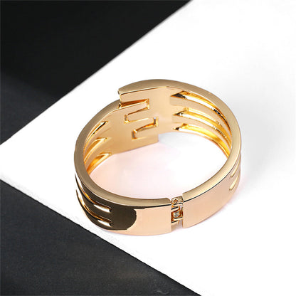 18K Gold-Plated Layered Bypass Bangle, gold bangle bracelet, dainty minimalist design, styled look