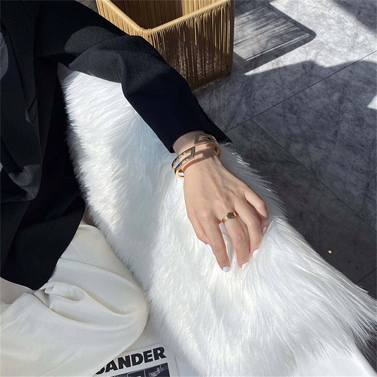 18K Gold-Plated Open Layered Bypass Bangle, gold bangle bracelet, everyday style, side view