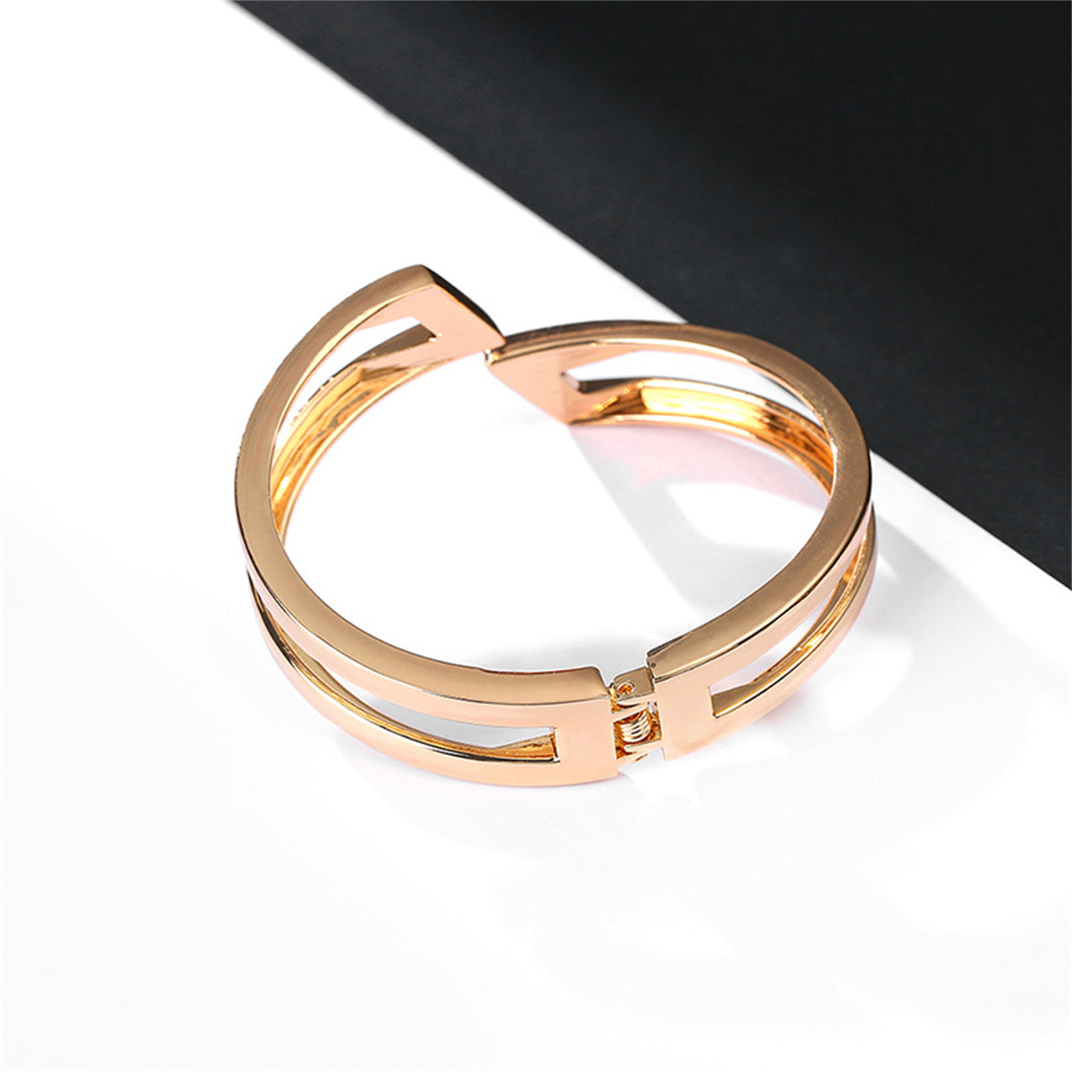 18K Gold-Plated Open Layered Bypass Bangle, gold bangle bracelet, everyday style, lifestyle look