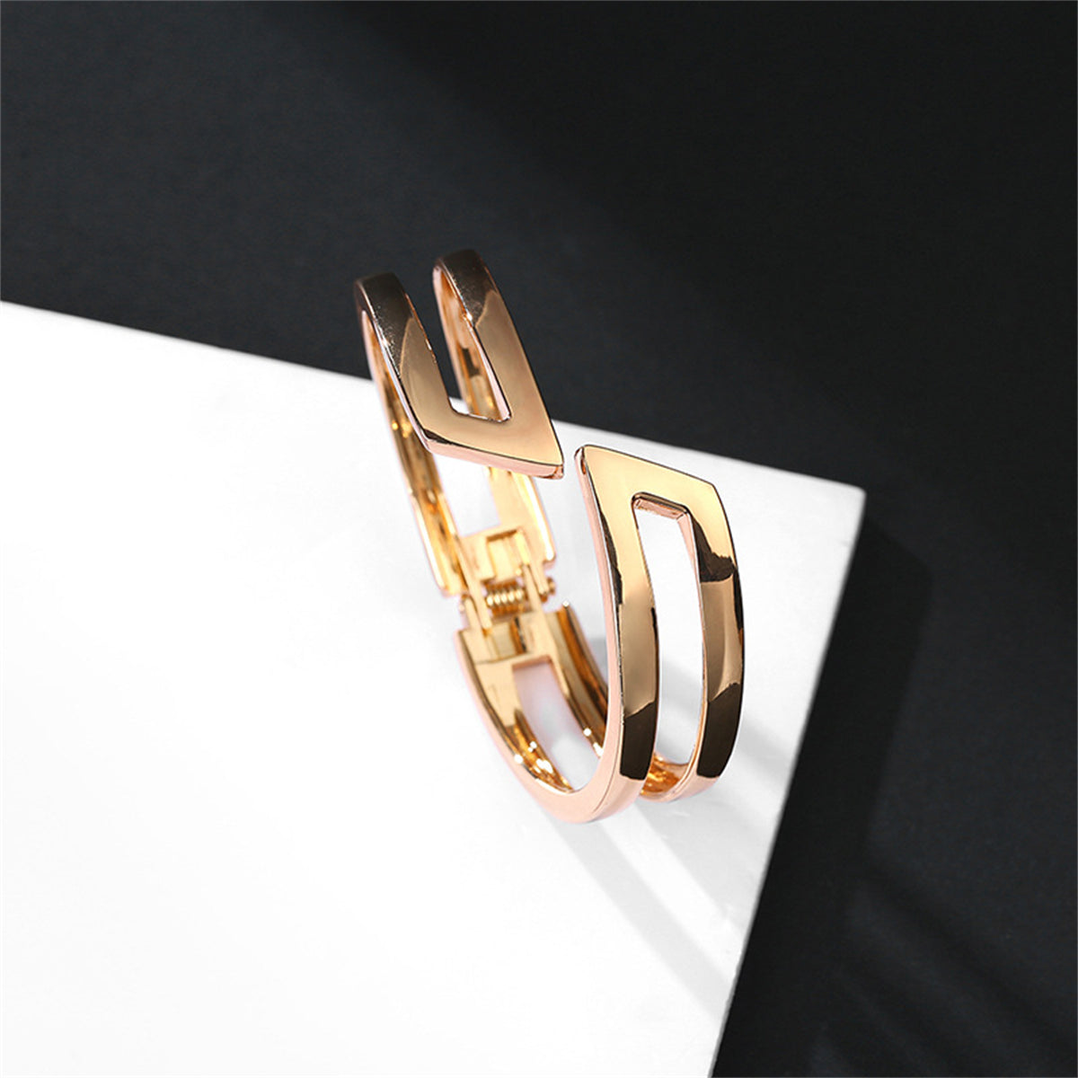 18K Gold-Plated Open Layered Bypass Bangle, gold bangle bracelet, everyday style, styled look
