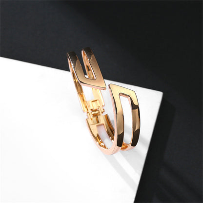 18K Gold-Plated Open Layered Bypass Bangle, gold bangle bracelet, everyday style, styled look